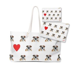 COPY - Weekender Tote Bag and 2 Zipper Pouches with English Bulldog Dog